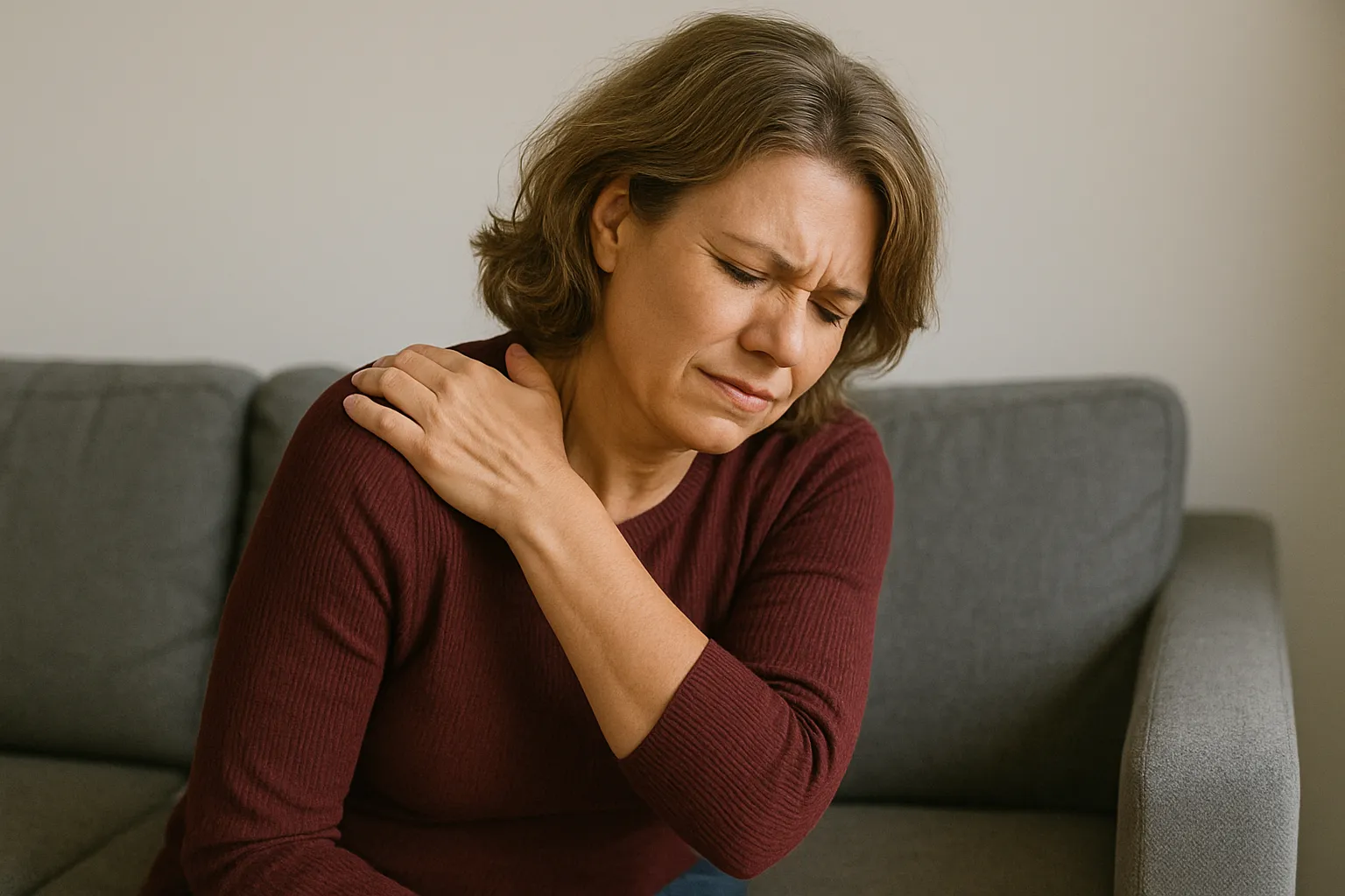 Женщина с болью в плече при миозите